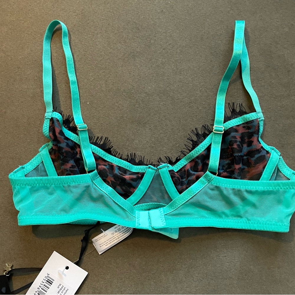 NWT Teal/Mint Green Animal Print Lace Lingerie Set - Picture 7 of 9